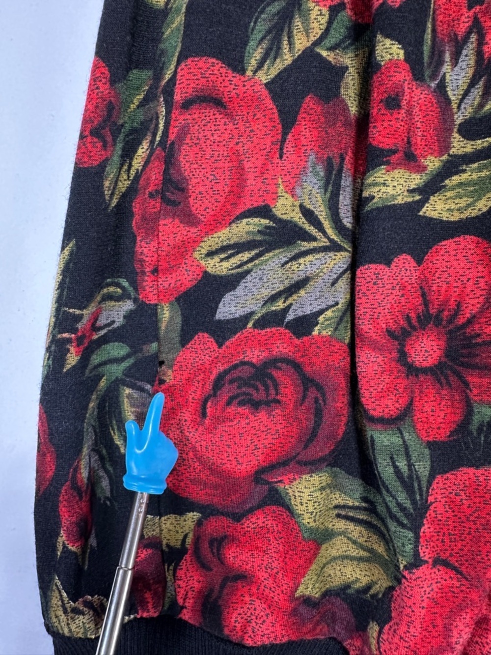 Vintage Gibi Roma Wool Floral Tunic Blouse Red Rose Print Collared Top 12 - Picture 9 of 10